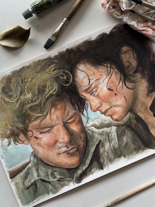 Frodo and Sam gouache painting