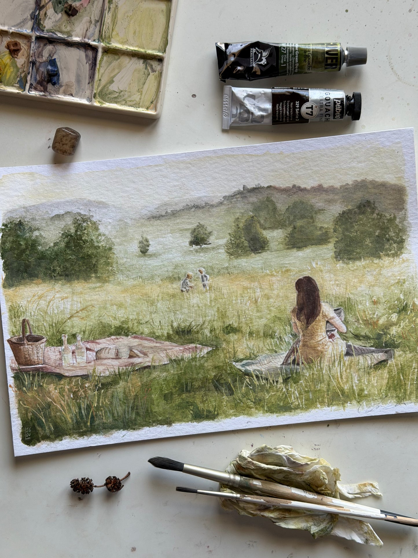 Katniss and Peeta gouache original painting