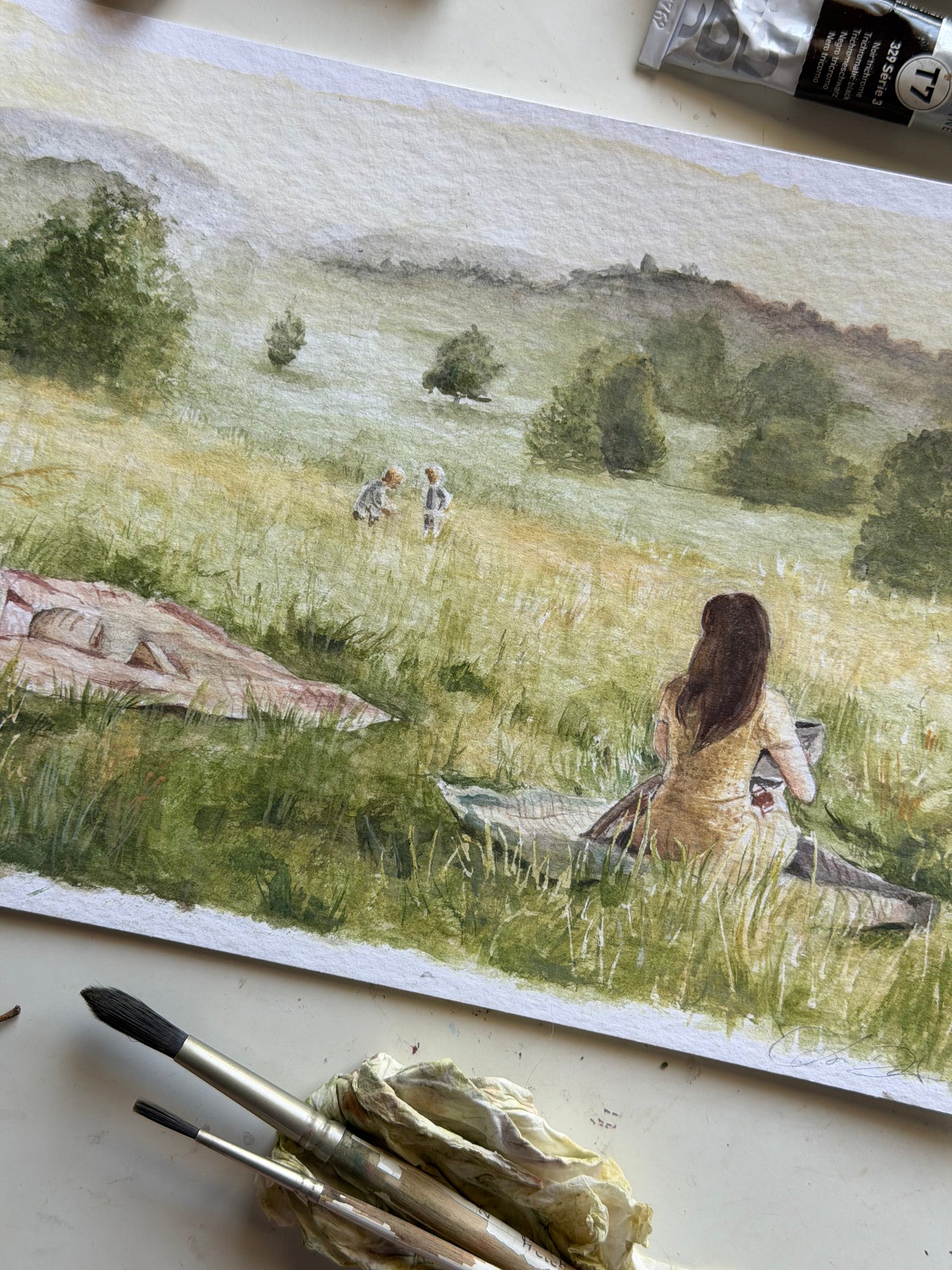 Katniss and Peeta gouache original painting